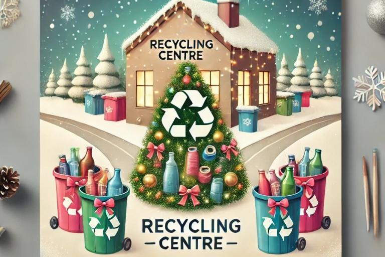 House with Recycling Bins outside