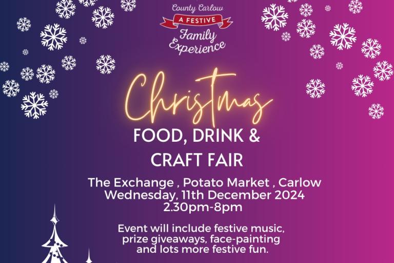 Christmas food fair text on purple background