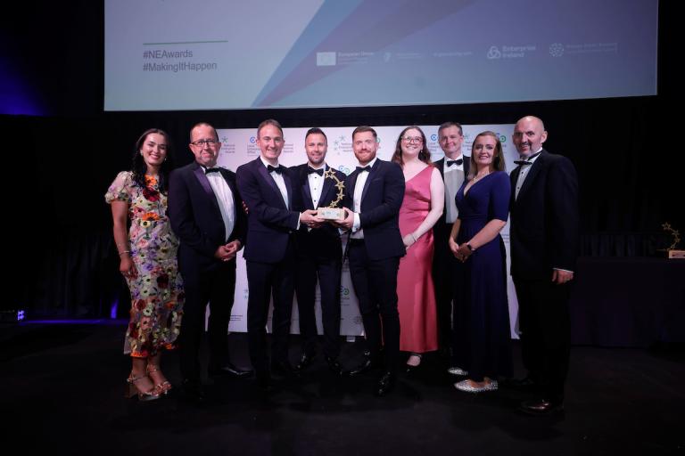 Group accepting award