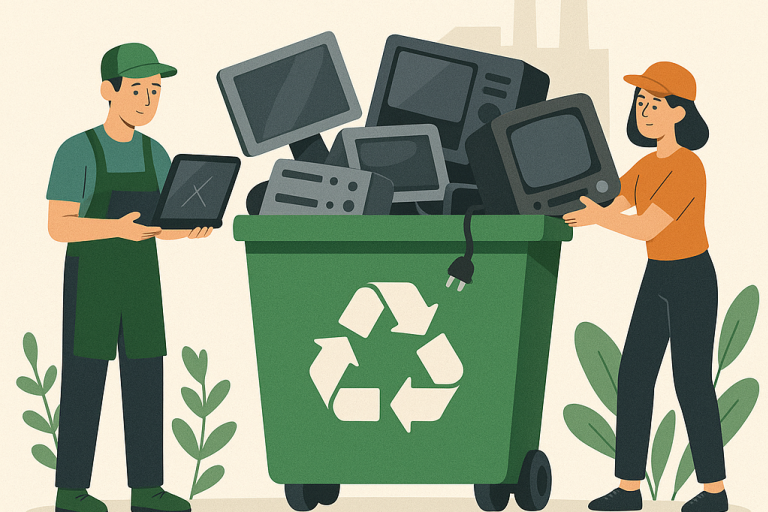 Recycling Bin with Electronic Equipment
