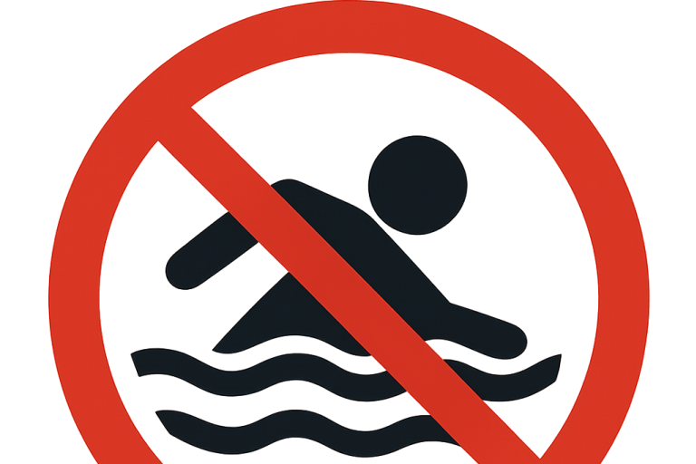 No Swim with Red Circle and Swimmer in Black
