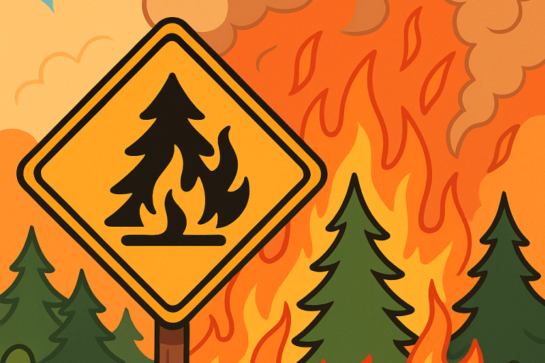 Fire Forest and Sign