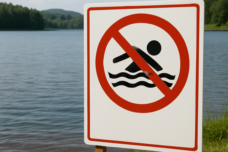 No Bathing Sign at Lake