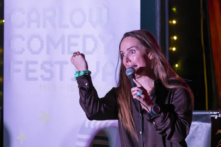 Lady with microphone