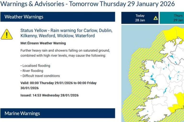 weather warning with map