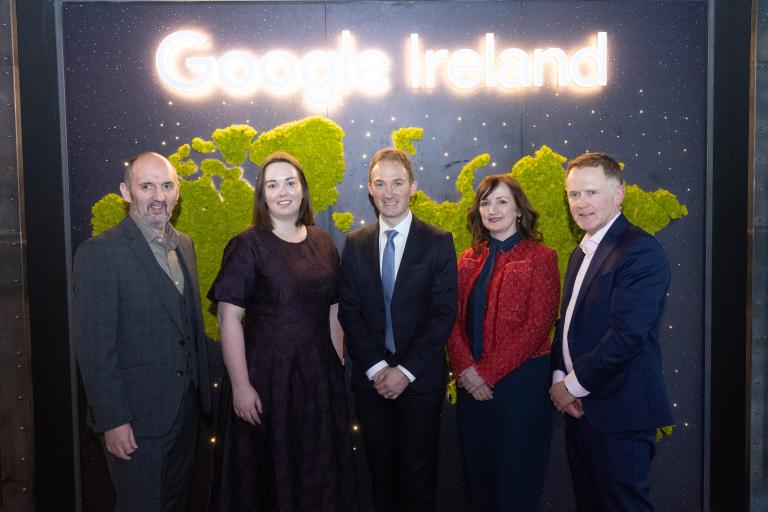 People standing at Google Ireland Sign