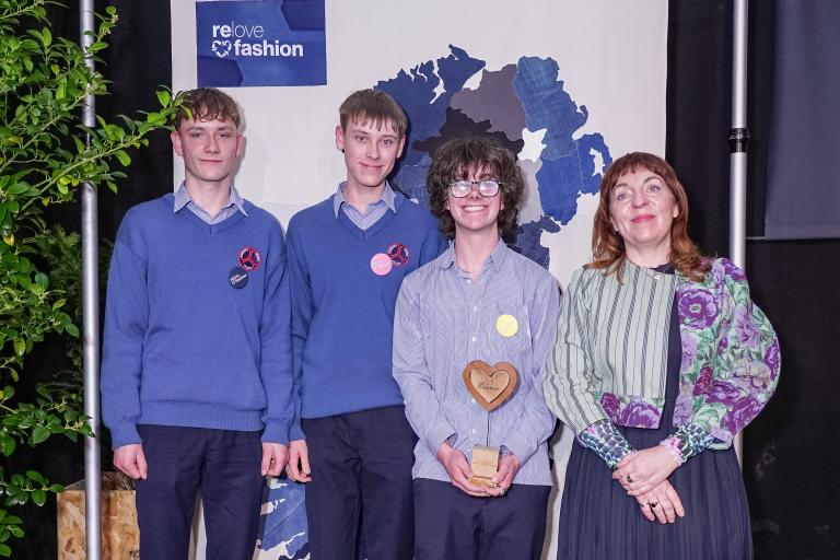 Students with Trophy