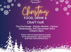 Christmas food fair text on purple background