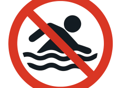 No Swim with Red Circle and Swimmer in Black