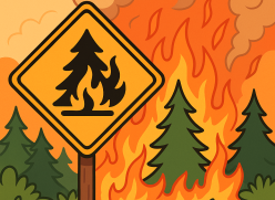 Fire Forest and Sign
