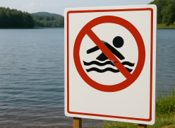 No Bathing Sign at Lake