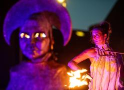 Lady with fire and spooky image