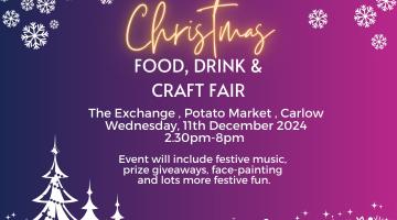 Christmas food fair text on purple background