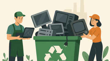 Recycling Bin with Electronic Equipment