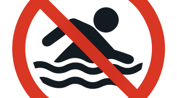 No Swim with Red Circle and Swimmer in Black