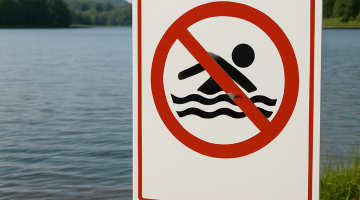 No Bathing Sign at Lake