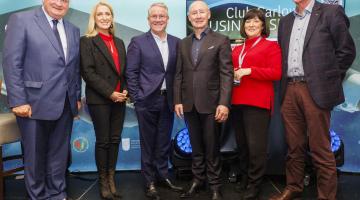 Group standing on stage