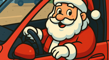 Santa in red car
