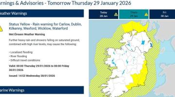weather warning with map