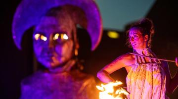 Lady with fire and spooky image